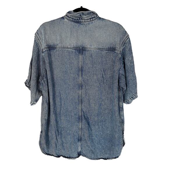 Isabel Marant Tigilin Denim Short Sleeve Shirt in Blue - Picture 3 of 5